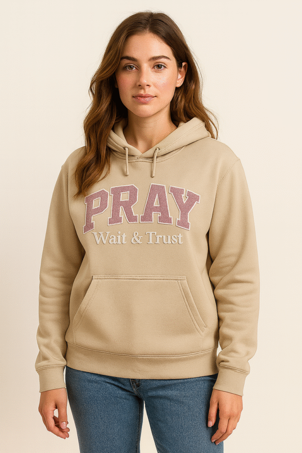 PRAY “Wait & Trust” Hoodie – Embroidered Glitter Design
