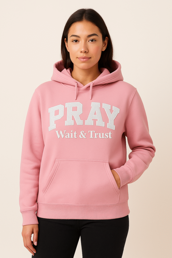 PRAY “Wait & Trust” Hoodie – Embroidered Glitter Design
